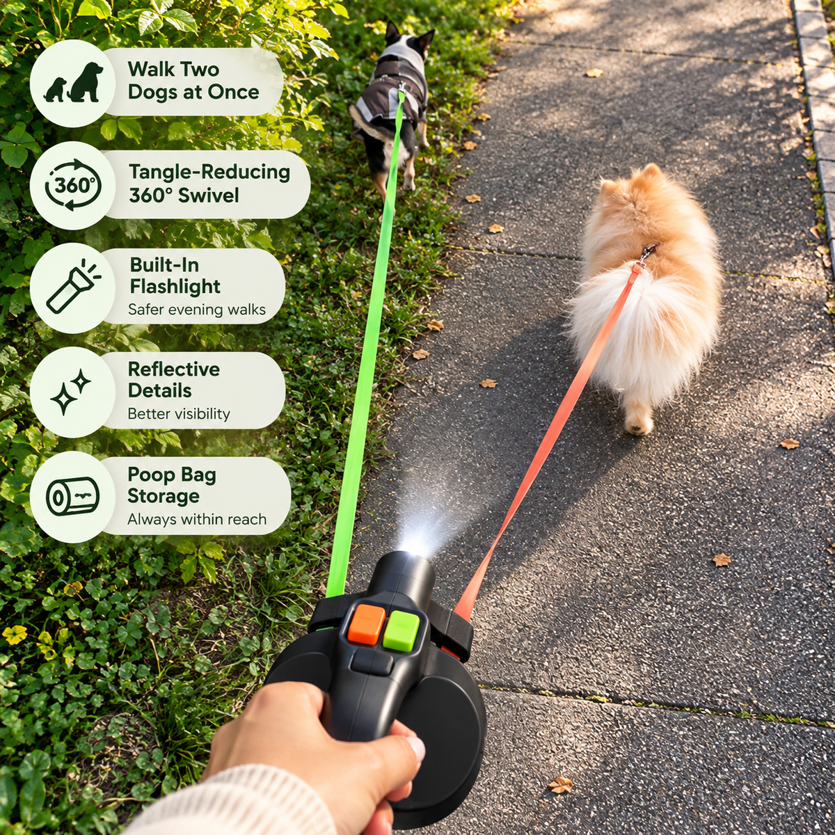 DuoWalk Retractable Dual Dog Leash